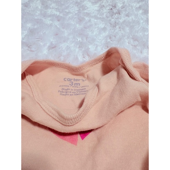 Carter's Pink Long Sleeve Little Love Heart Baby Bodysuit 3 Months - Picture 4 of 6